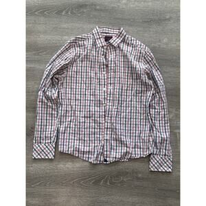 UNTUCKit Evans Slim Fit Men’s Medium Long Sleeve Button Up Red White Blue Plaid